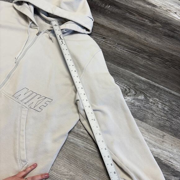 Vintage Y2K Nike White Mens XXL Full Zip Spell Out Swoosh Ribbed Pocket Hoodie - Picture 11 of 11